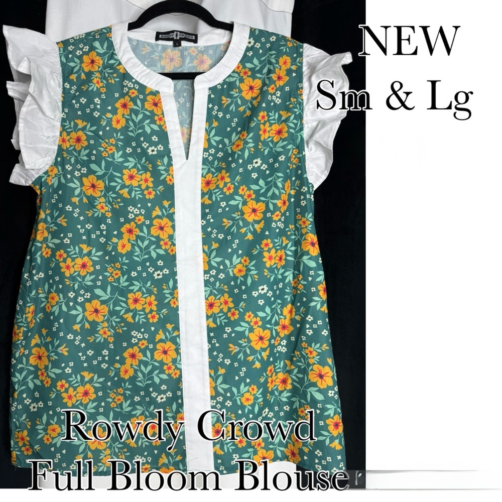 Floral Ruffle Blouse - Teal